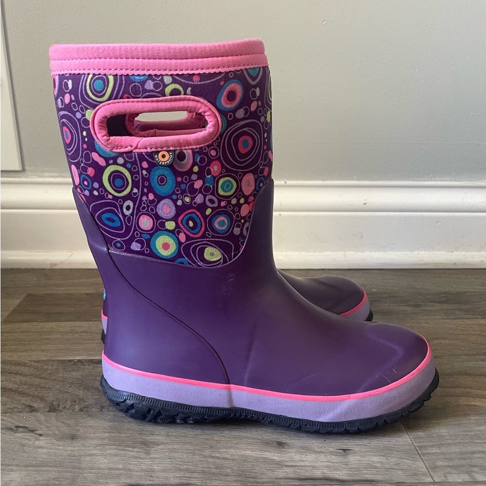 BOGS Girl's Circle Purple Boots Waterproof Youth 3